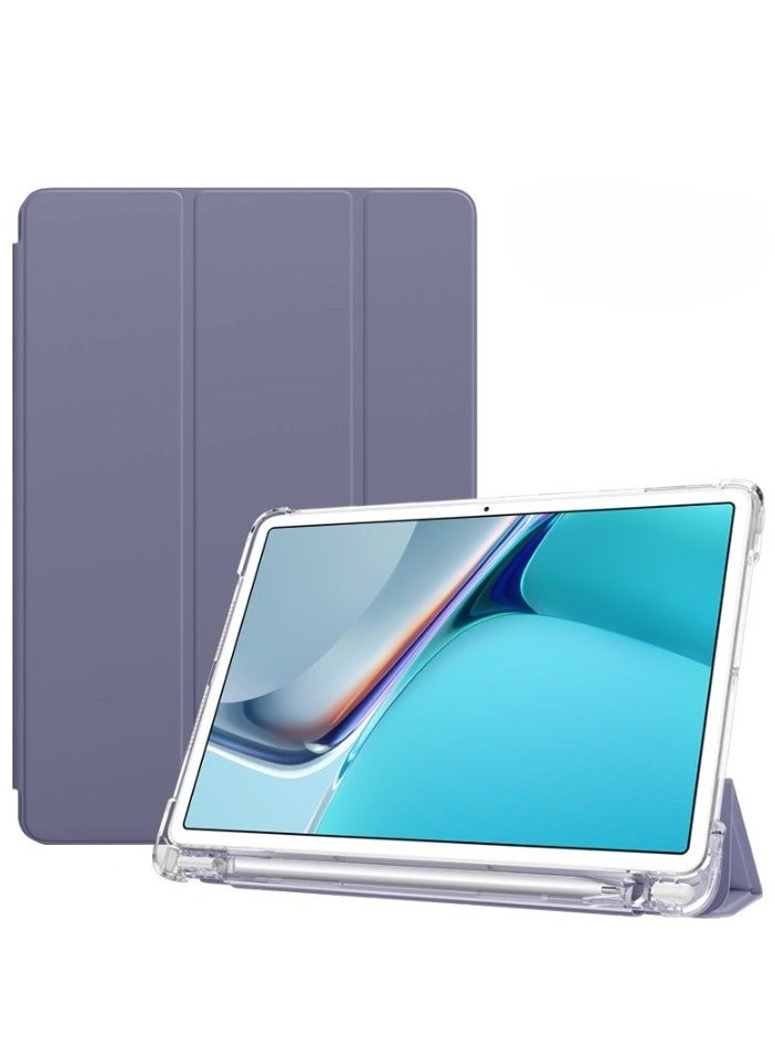 جراب متوافق مع Lenovo Tab M10 Plus الجيل الثالث 10.6 بوصة 2022/Xiaoxin Pad 10.6 بوصة 2022/K10 Pro، جراب ذكي رفيع ثلاثي الطي مع حامل قلم رصاص، غطاء خلفي شفاف - Image 1